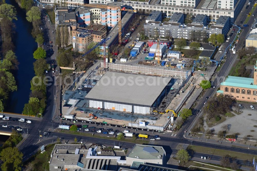 Berlin from the bird's eye view: Construction for the reconstruction of Neue Nationalgalerie on Potsdamer Strasse in Berlin, Germany