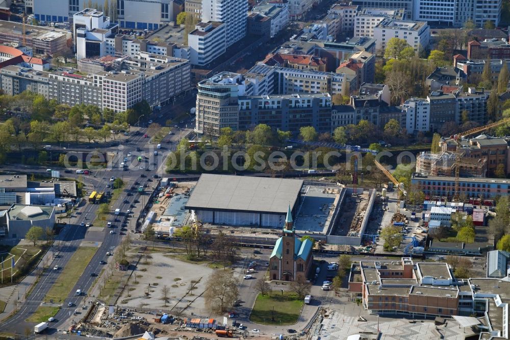 Aerial photograph Berlin - Construction for the reconstruction of Neue Nationalgalerie on Potsdamer Strasse in Berlin, Germany