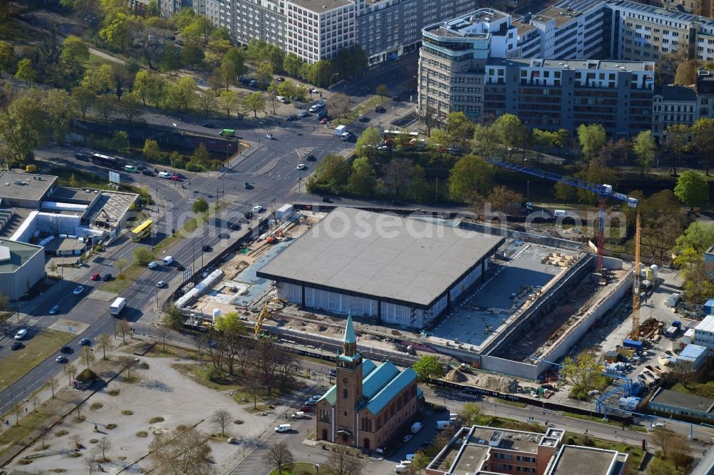 Berlin from above - Construction for the reconstruction of Neue Nationalgalerie on Potsdamer Strasse in Berlin, Germany