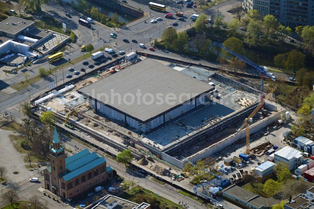 Berlin from the bird's eye view: Construction for the reconstruction of Neue Nationalgalerie on Potsdamer Strasse in Berlin, Germany