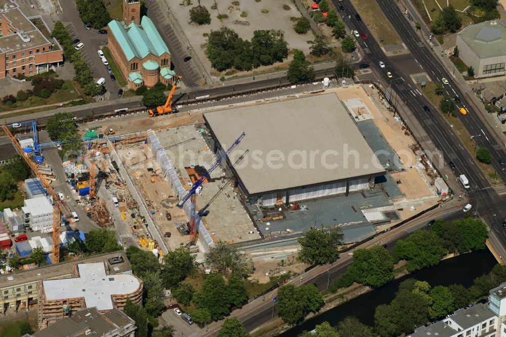 Aerial image Berlin - Construction for the reconstruction of Neue Nationalgalerie on Potsdamer Strasse in Berlin, Germany