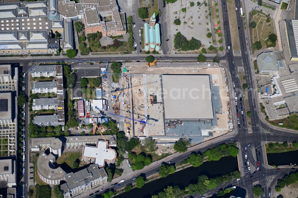 Berlin from above - Construction for the reconstruction of Neue Nationalgalerie on Potsdamer Strasse in Berlin, Germany