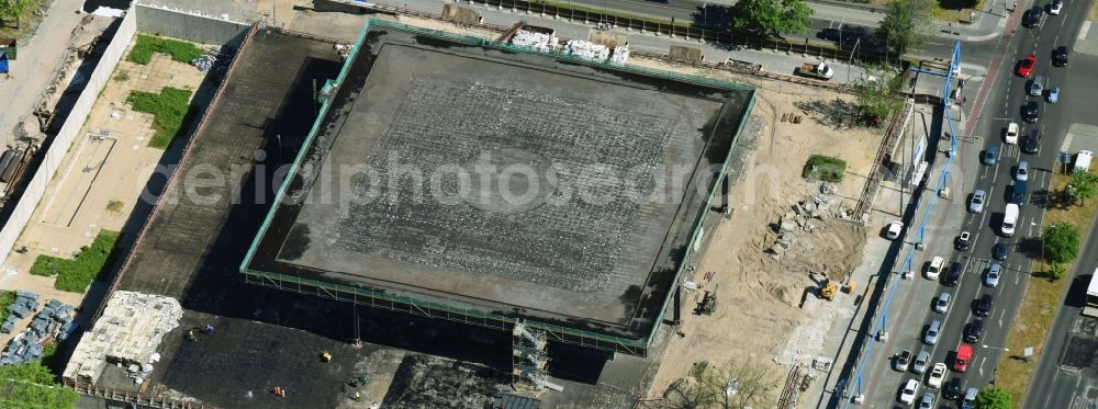 Berlin from the bird's eye view: Construction for the reconstruction of Neue Nationalgalerie on Potsdamer Strasse in Berlin, Germany