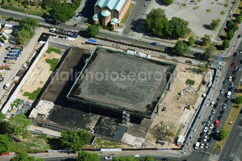 Aerial image Berlin - Construction for the reconstruction of Neue Nationalgalerie on Potsdamer Strasse in Berlin, Germany