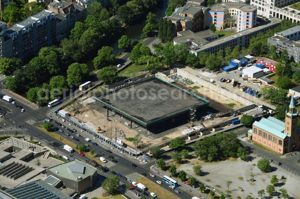 Aerial photograph Berlin - Construction for the reconstruction of Neue Nationalgalerie on Potsdamer Strasse in Berlin, Germany