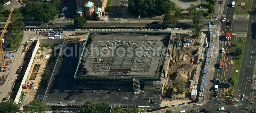 Aerial image Berlin - Construction for the reconstruction of Neue Nationalgalerie on Potsdamer Strasse in Berlin, Germany