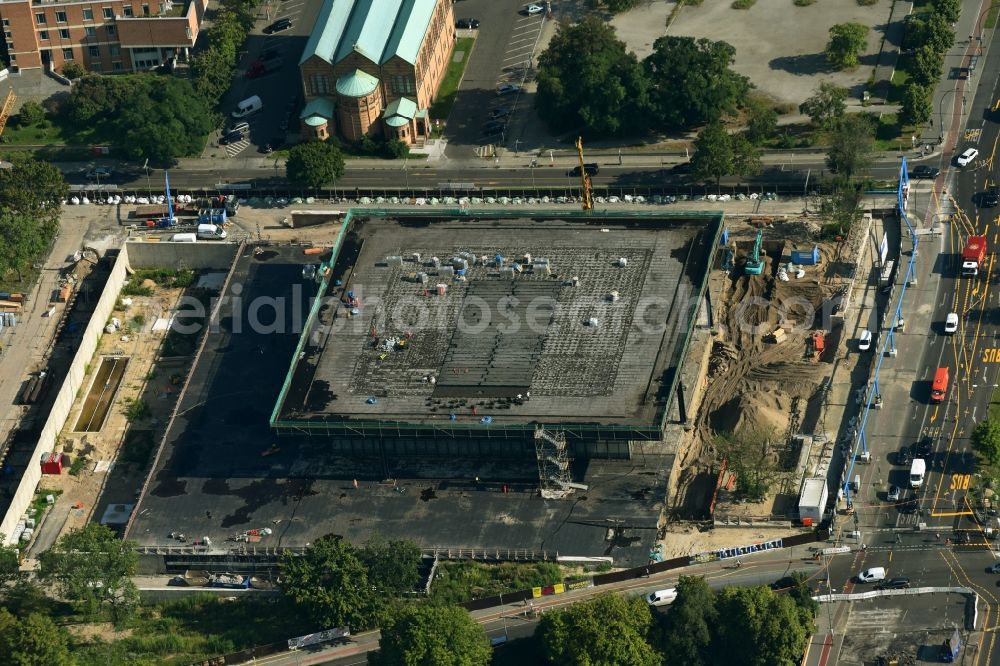 Berlin from above - Construction for the reconstruction of Neue Nationalgalerie on Potsdamer Strasse in Berlin, Germany