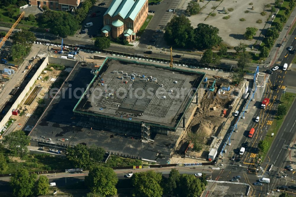 Berlin from the bird's eye view: Construction for the reconstruction of Neue Nationalgalerie on Potsdamer Strasse in Berlin, Germany