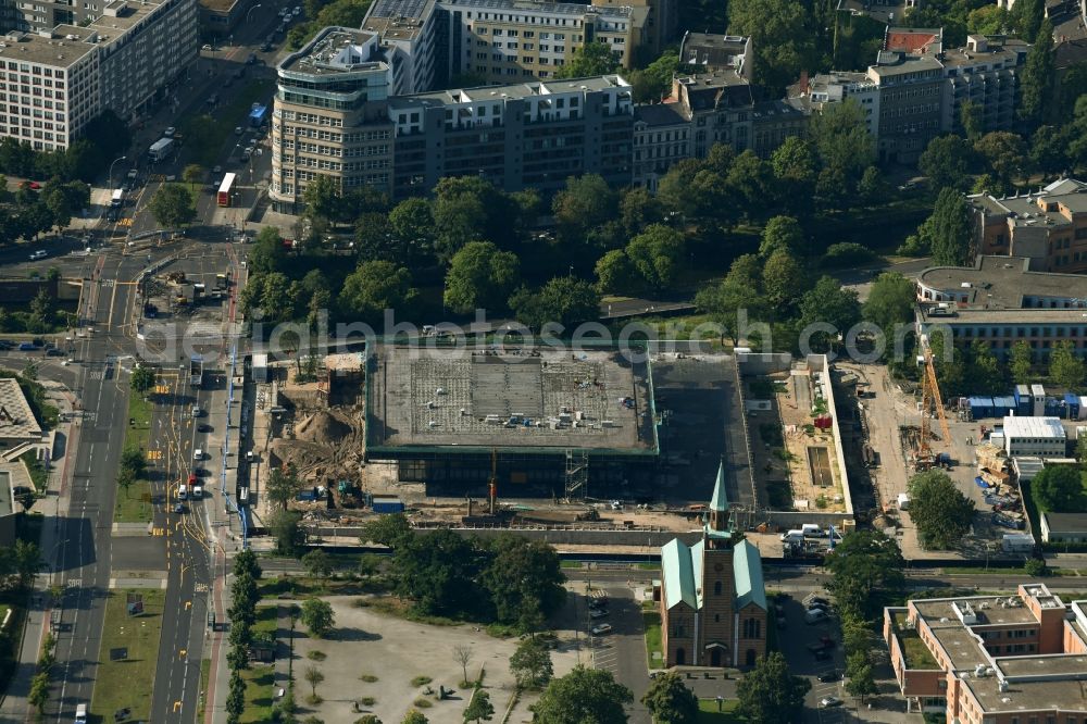 Berlin from above - Construction for the reconstruction of Neue Nationalgalerie on Potsdamer Strasse in Berlin, Germany