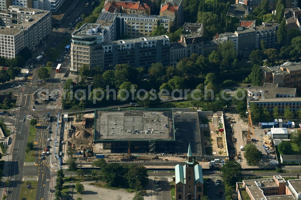 Berlin from the bird's eye view: Construction for the reconstruction of Neue Nationalgalerie on Potsdamer Strasse in Berlin, Germany