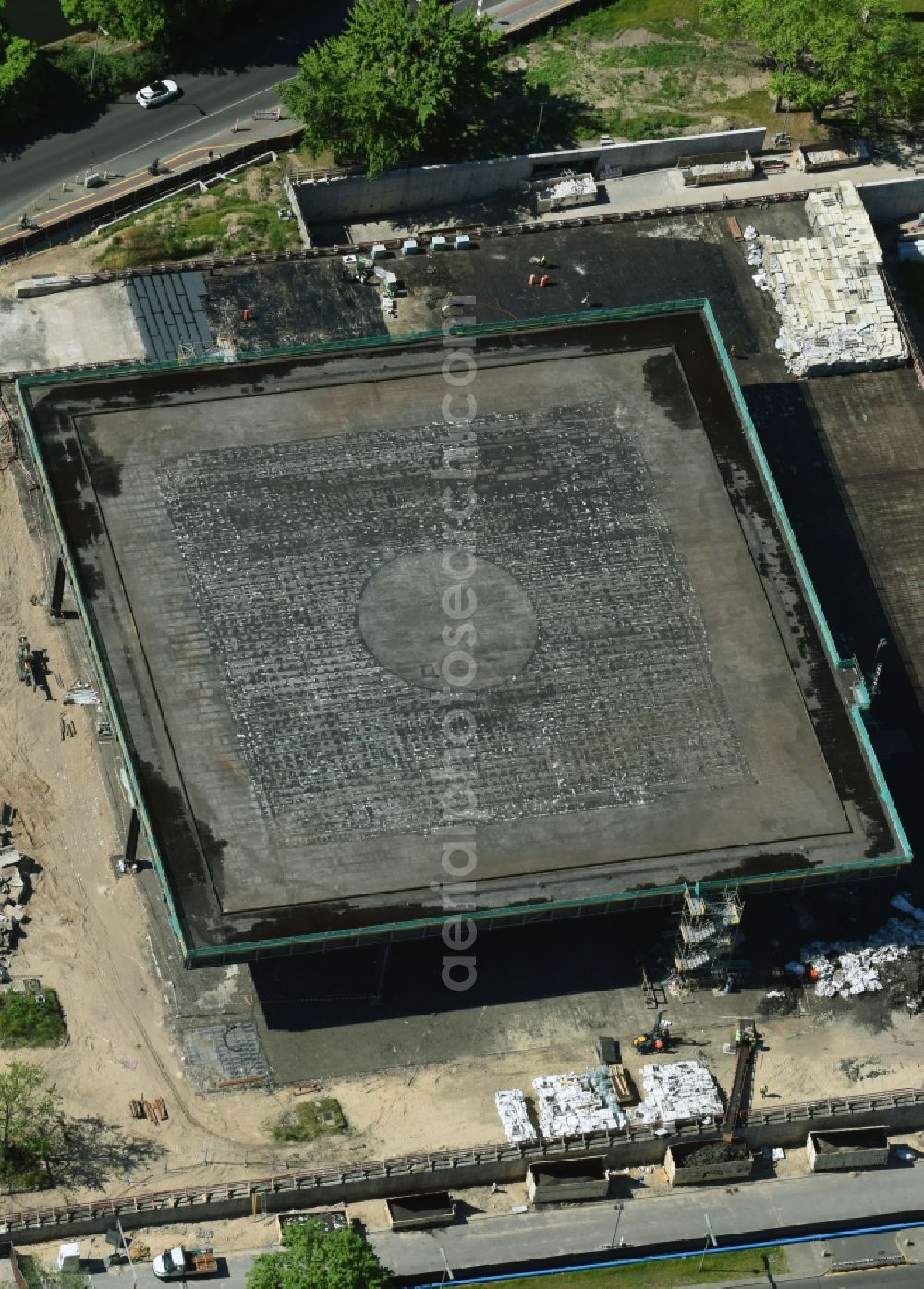 Berlin from above - Construction for the reconstruction of Neue Nationalgalerie on Potsdamer Strasse in Berlin, Germany