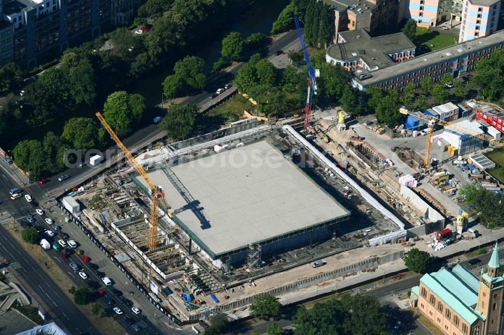 Berlin from the bird's eye view: Construction for the reconstruction of Neue Nationalgalerie on Potsdamer Strasse in Berlin, Germany