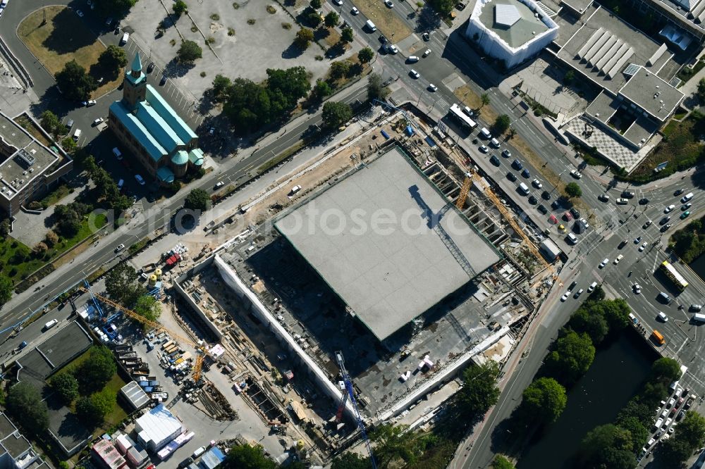 Aerial photograph Berlin - Construction for the reconstruction of Neue Nationalgalerie on Potsdamer Strasse in Berlin, Germany