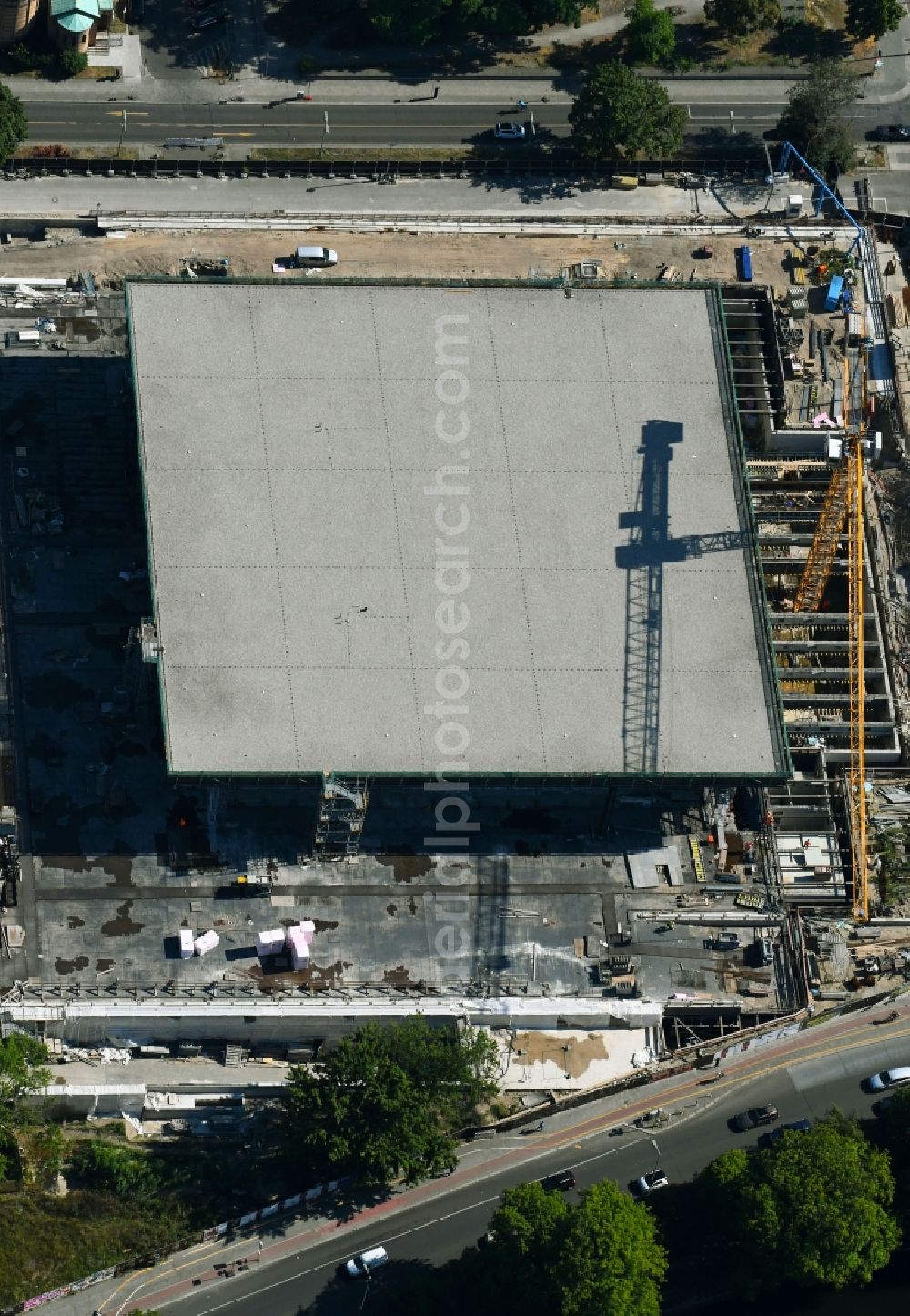 Berlin from the bird's eye view: Construction for the reconstruction of Neue Nationalgalerie on Potsdamer Strasse in Berlin, Germany