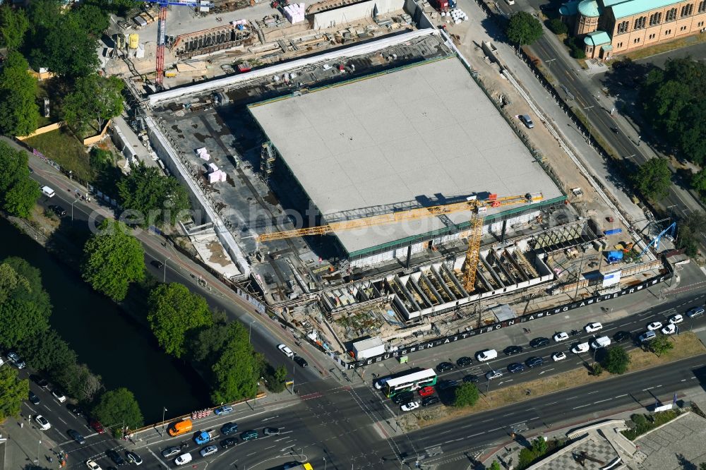 Berlin from above - Construction for the reconstruction of Neue Nationalgalerie on Potsdamer Strasse in Berlin, Germany