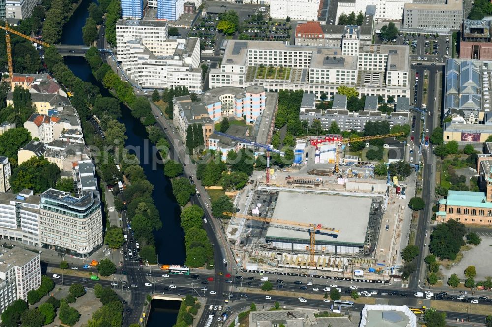 Aerial photograph Berlin - Construction for the reconstruction of Neue Nationalgalerie on Potsdamer Strasse in Berlin, Germany