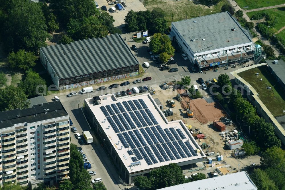 Aerial image Berlin - Construction for the reconstruction eines neuen ALDI - NORD in the district Marzahn-Hellersdorf in Berlin, Germany