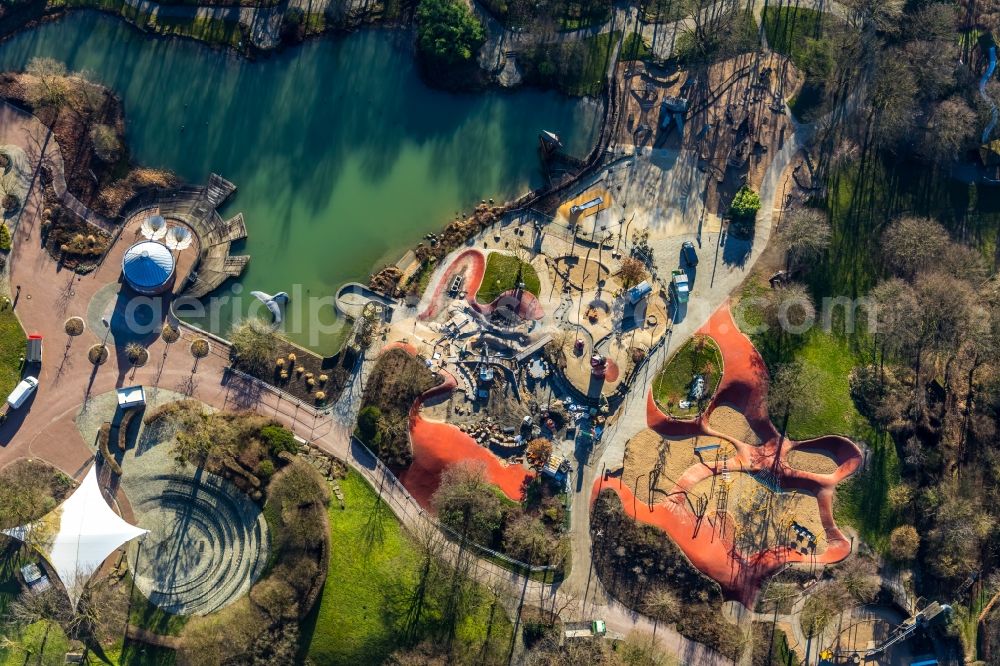 Aerial photograph Hamm - Construction for the reconstruction von Parkanlage and Spielplatz with Sandflaechen of Maximilianpark Hamm GmbH in Hamm in the state North Rhine-Westphalia, Germany