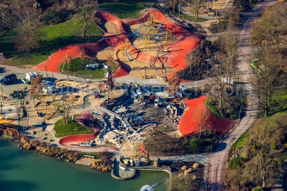 Aerial photograph Hamm - Construction for the reconstruction von Parkanlage and Spielplatz with Sandflaechen of Maximilianpark Hamm GmbH in Hamm in the state North Rhine-Westphalia, Germany