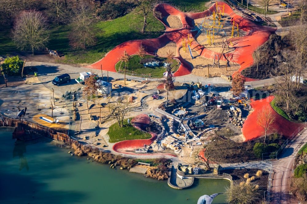 Hamm from above - Construction for the reconstruction von Parkanlage and Spielplatz with Sandflaechen of Maximilianpark Hamm GmbH in Hamm in the state North Rhine-Westphalia, Germany