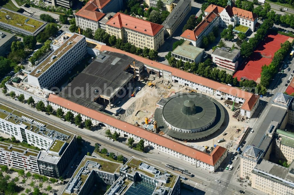 Aerial image München - Construction for the reconstruction of Postpalast in ein Hotel on Arnulfstrasse in the district Maxvorstadt in Munich in the state Bavaria, Germany