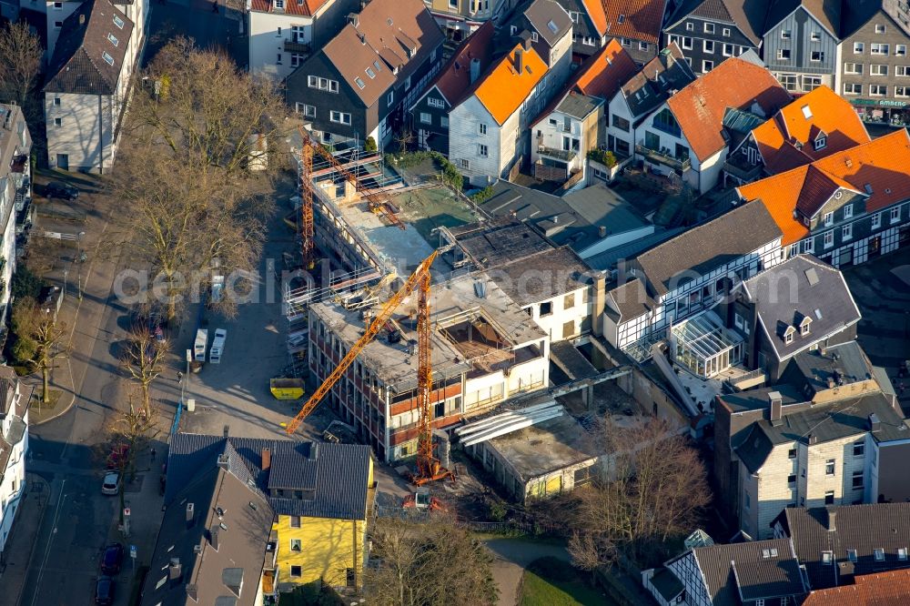 Hattingen from above - Construction site for the renovation of a business building in the historic city center of Hattingen in the state of North Rhine-Westphalia