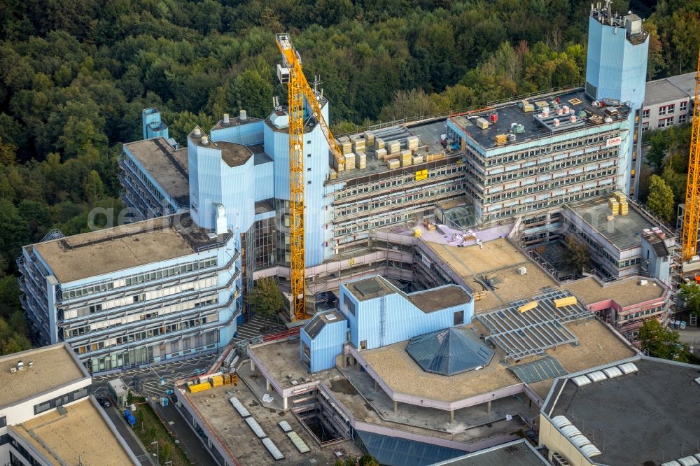 Aerial image Siegen - Construction site for conversion with renovation work at the Universitaet Siegen in Siegen in the state of North Rhine-Westphalia, Germany