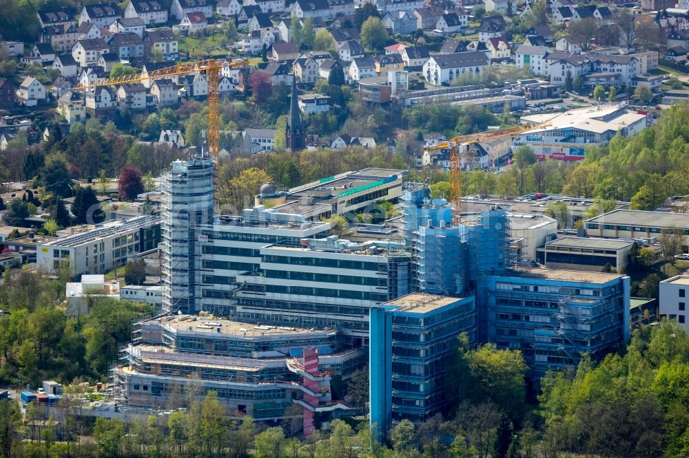 Aerial image Siegen - Construction site for conversion with renovation work at the Universitaet Siegen in Siegen in the state of North Rhine-Westphalia, Germany