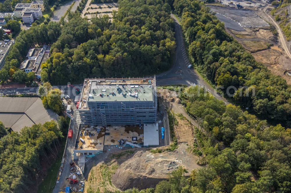 Siegen from above - Construction site for conversion with renovation work at the Universitaet Siegen in Siegen in the state of North Rhine-Westphalia, Germany