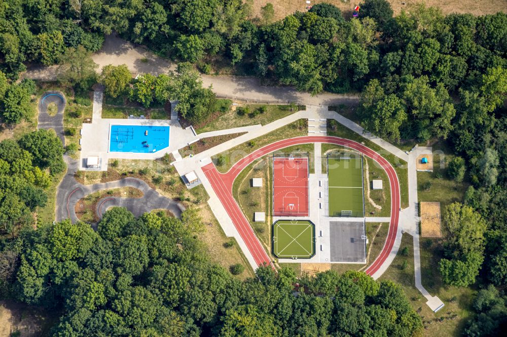 Aerial photograph Oberhausen - Construction for the reconstruction on Solbad Vonderort in Oberhausen in the state North Rhine-Westphalia, Germany