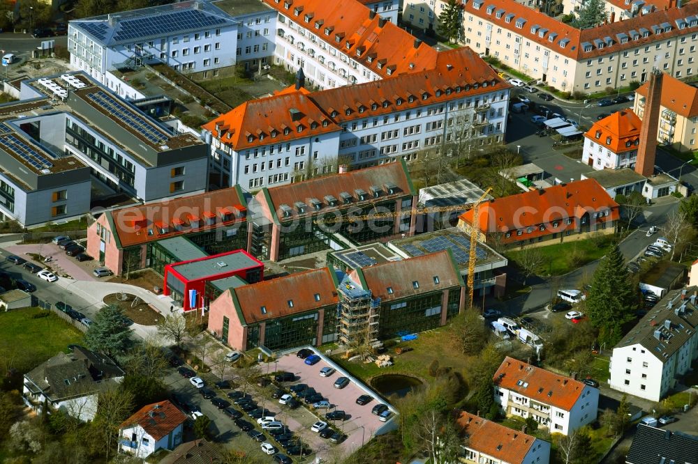 Aerial photograph Würzburg - Construction for the reconstruction of the office building of the district administration Wuerzburg on Silcherstrasse in Wuerzburg in the state Bavaria, Germany