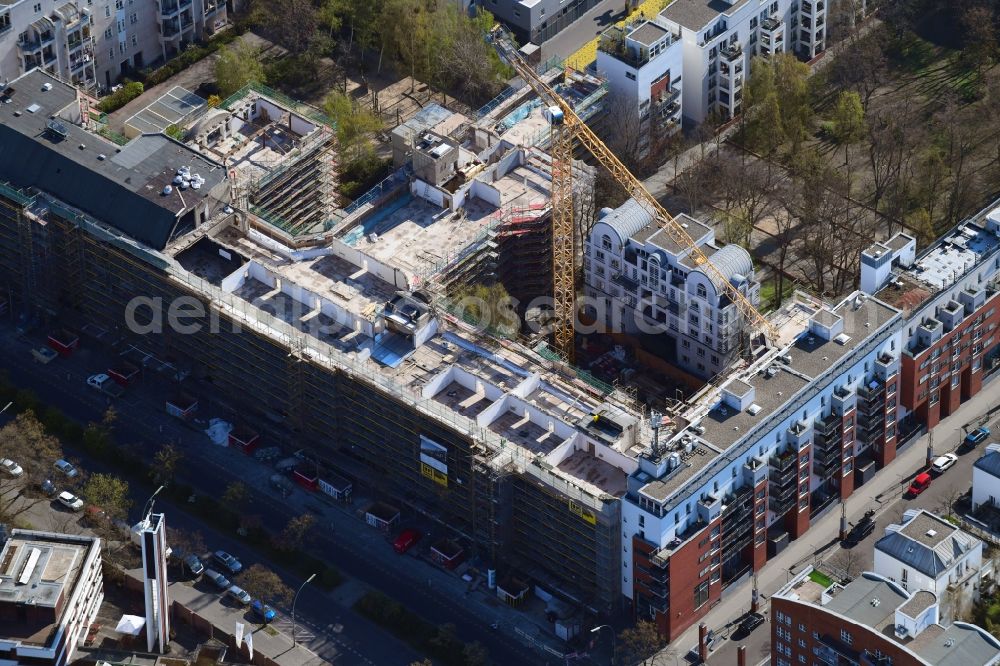 Aerial image Berlin - Construction for the reconstruction Victoriahoefe of Cresco Capital Group Limited on Lindenstrasse in the district Kreuzberg in Berlin, Germany