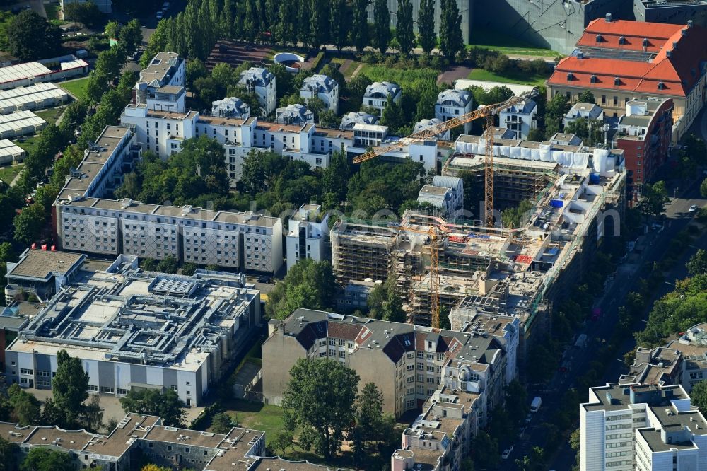 Berlin from above - Construction for the reconstruction Victoriahoefe of Cresco Capital Group Limited on Lindenstrasse in the district Kreuzberg in Berlin, Germany