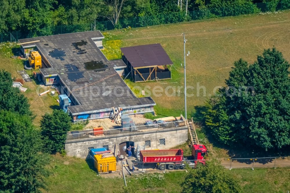 Witten from above - Construction site for conversion at the water storage facility in Witten in the state of North Rhine-Westphalia