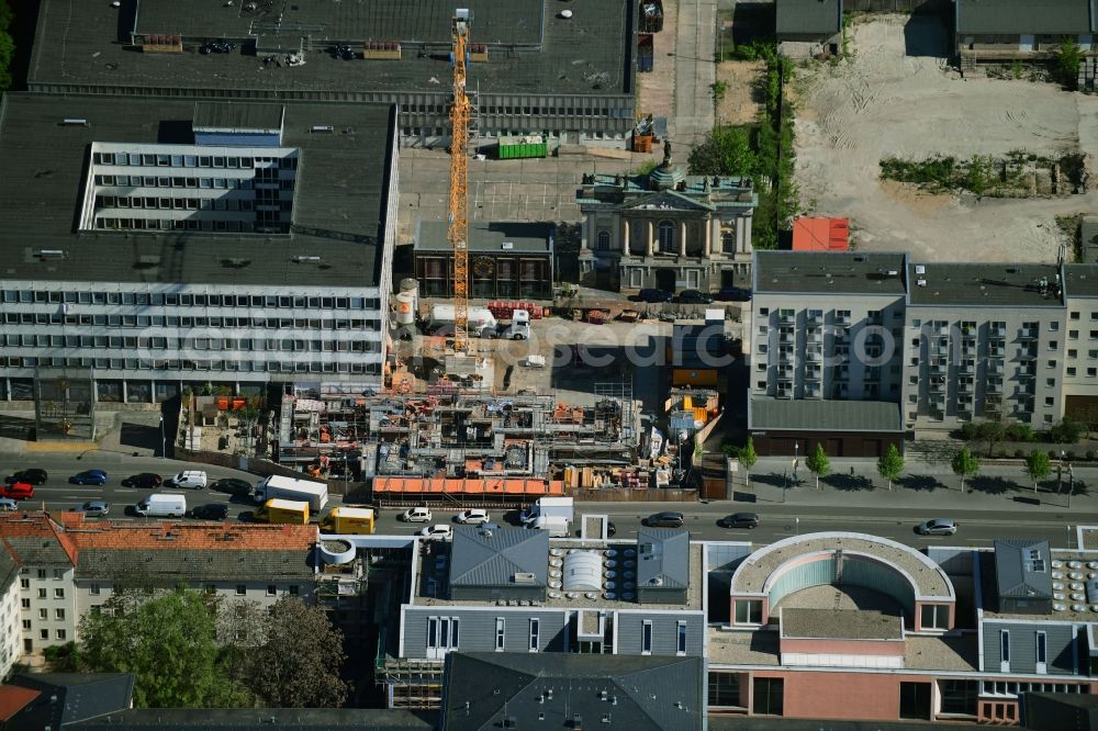 Potsdam from the bird's eye view: Construction site for the reconstruction of the garrison church Potsdam in Potsdam in the federal state of Brandenburg, Germany