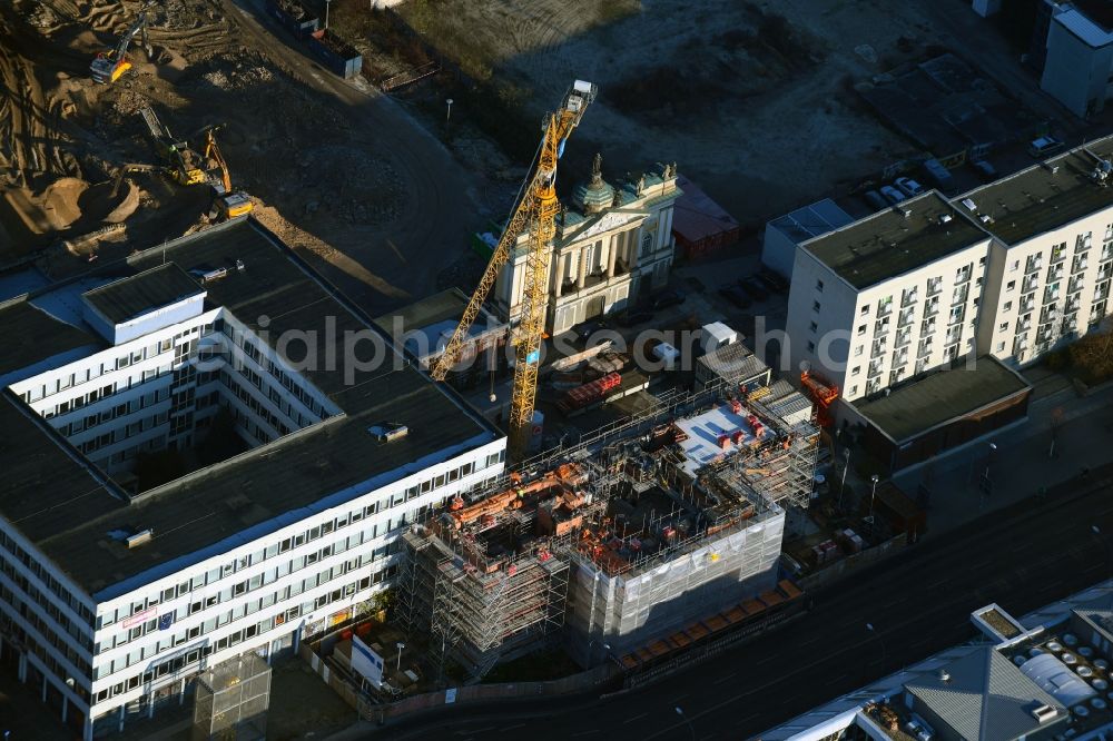 Potsdam from the bird's eye view: Construction site for the reconstruction of the garrison church Potsdam in Potsdam in the federal state of Brandenburg, Germany