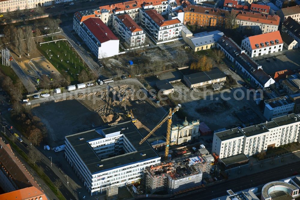 Aerial image Potsdam - Construction site for the reconstruction of the garrison church Potsdam in Potsdam in the federal state of Brandenburg, Germany