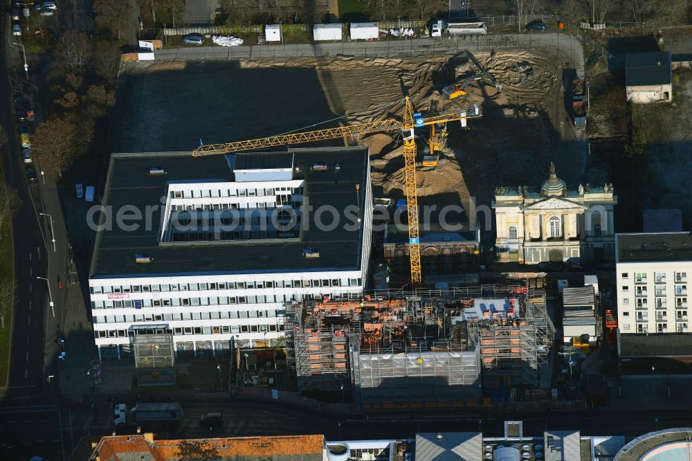 Aerial photograph Potsdam - Construction site for the reconstruction of the garrison church Potsdam in Potsdam in the federal state of Brandenburg, Germany