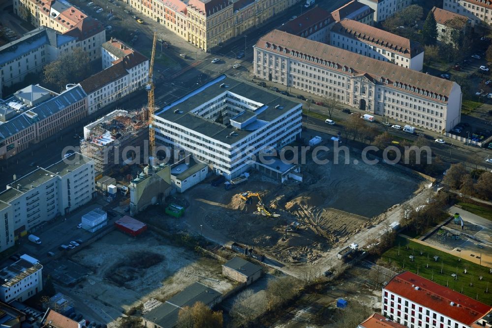 Potsdam from the bird's eye view: Construction site for the reconstruction of the garrison church Potsdam in Potsdam in the federal state of Brandenburg, Germany