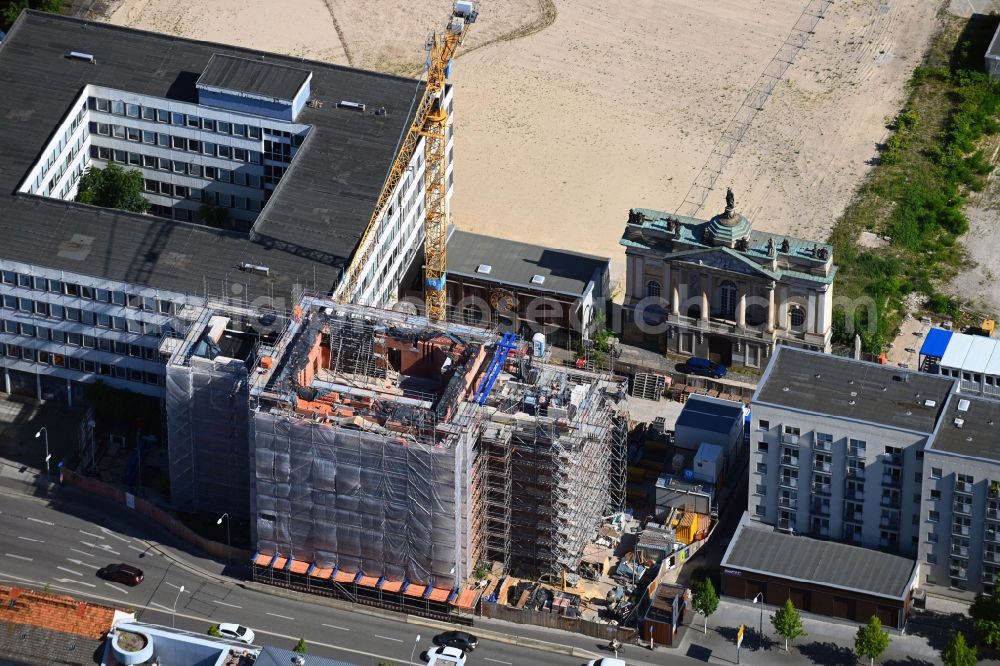 Aerial image Potsdam - Construction site for the reconstruction of the garrison church Potsdam in Potsdam in the federal state of Brandenburg, Germany