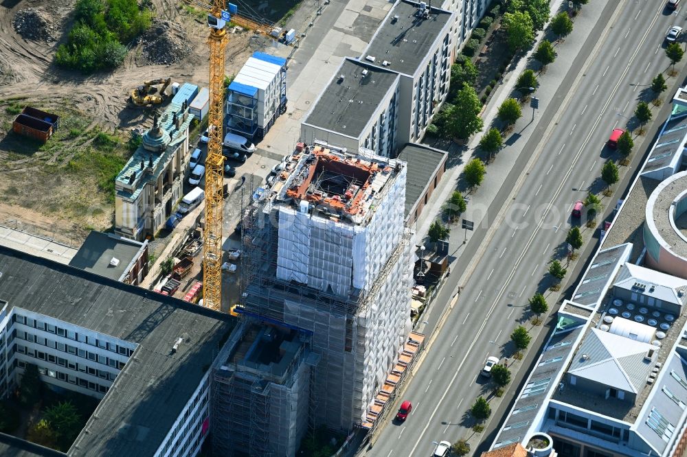 Potsdam from above - Construction site for the reconstruction of the Garnisonkirche Potsdam in Potsdam in the federal state of Brandenburg, Germany