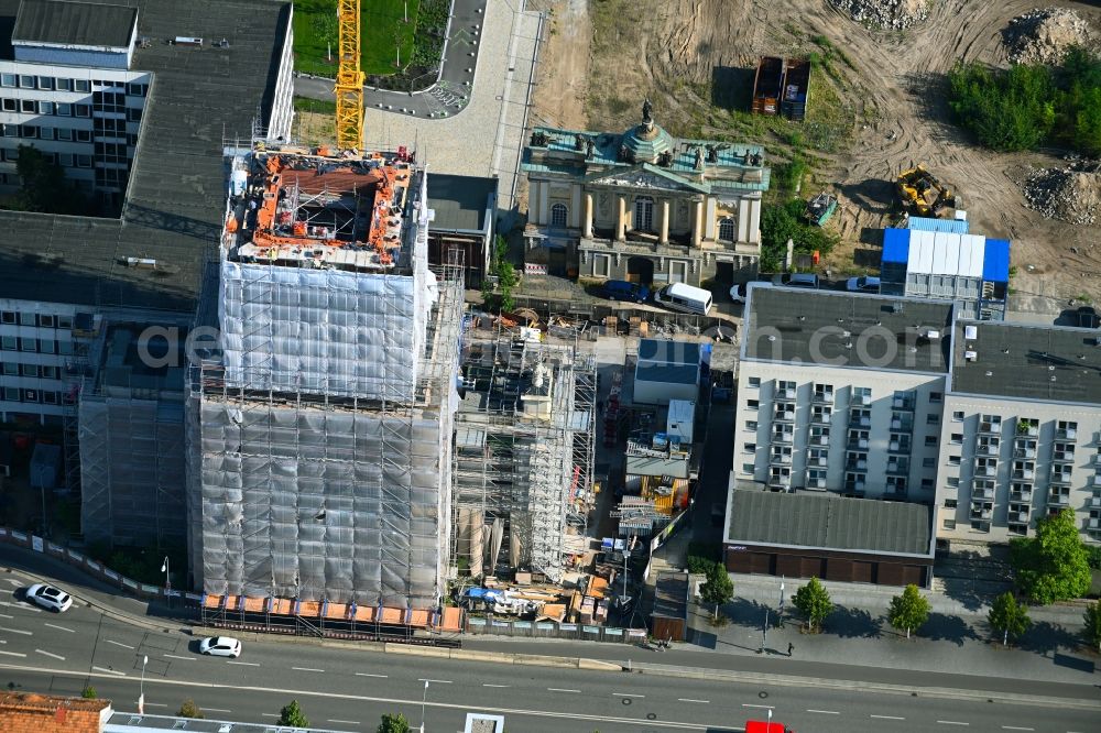 Potsdam from the bird's eye view: Construction site for the reconstruction of the Garnisonkirche Potsdam in Potsdam in the federal state of Brandenburg, Germany