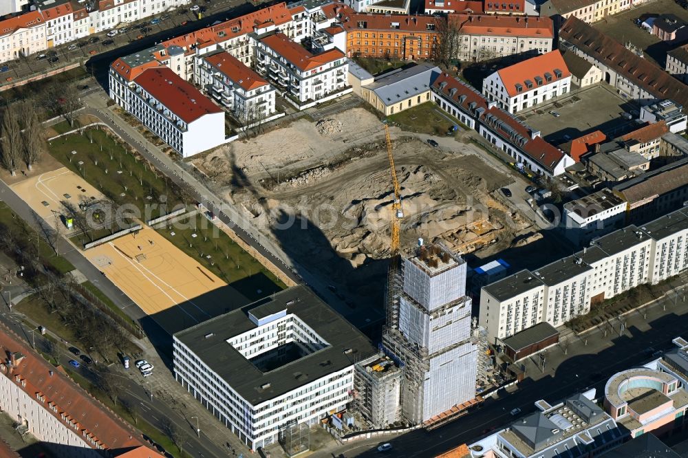 Potsdam from above - Construction site for the reconstruction of the Garnisonkirche Potsdam in Potsdam in the federal state of Brandenburg, Germany