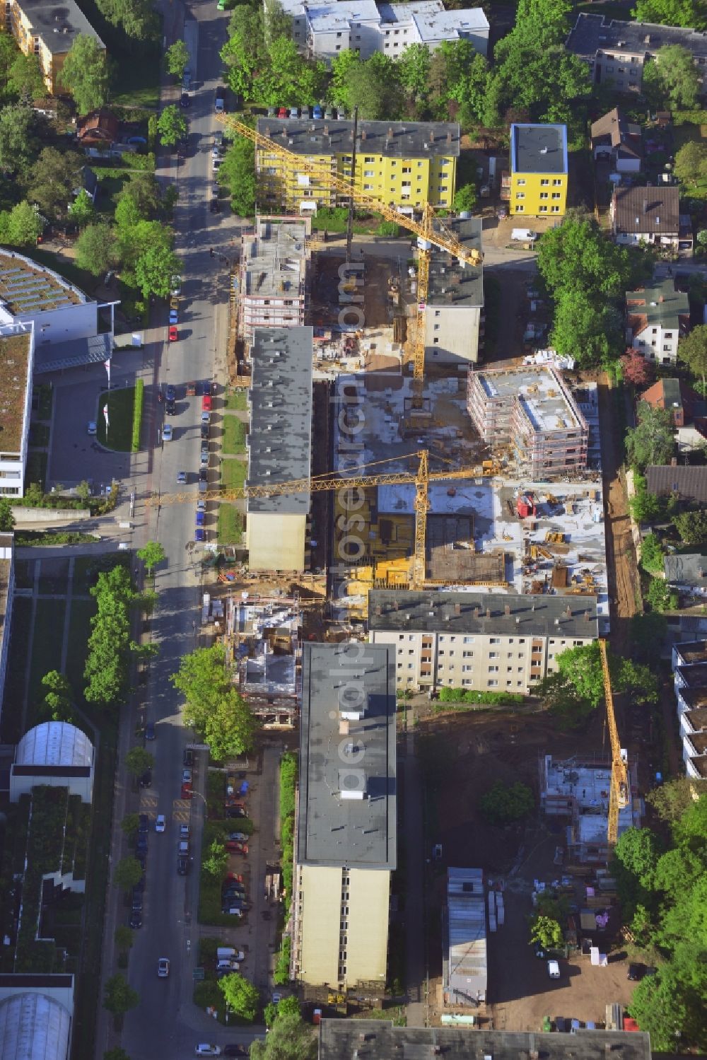 Aerial image Berlin - Construction site for the new building Kormoranweg in Berlin in Germany