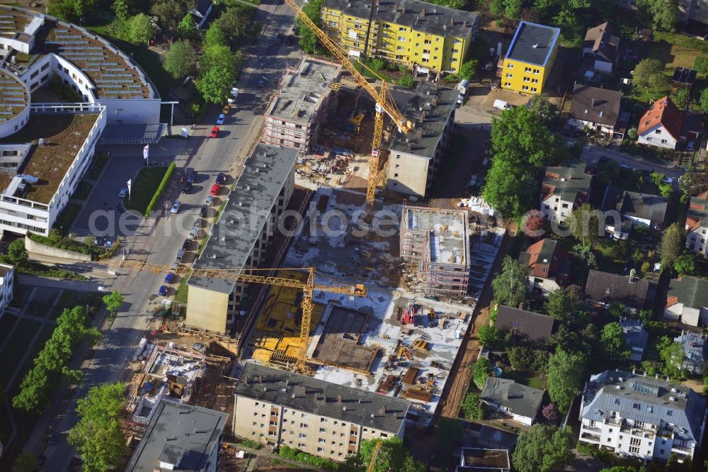 Berlin from above - Construction site for the new building Kormoranweg in Berlin in Germany