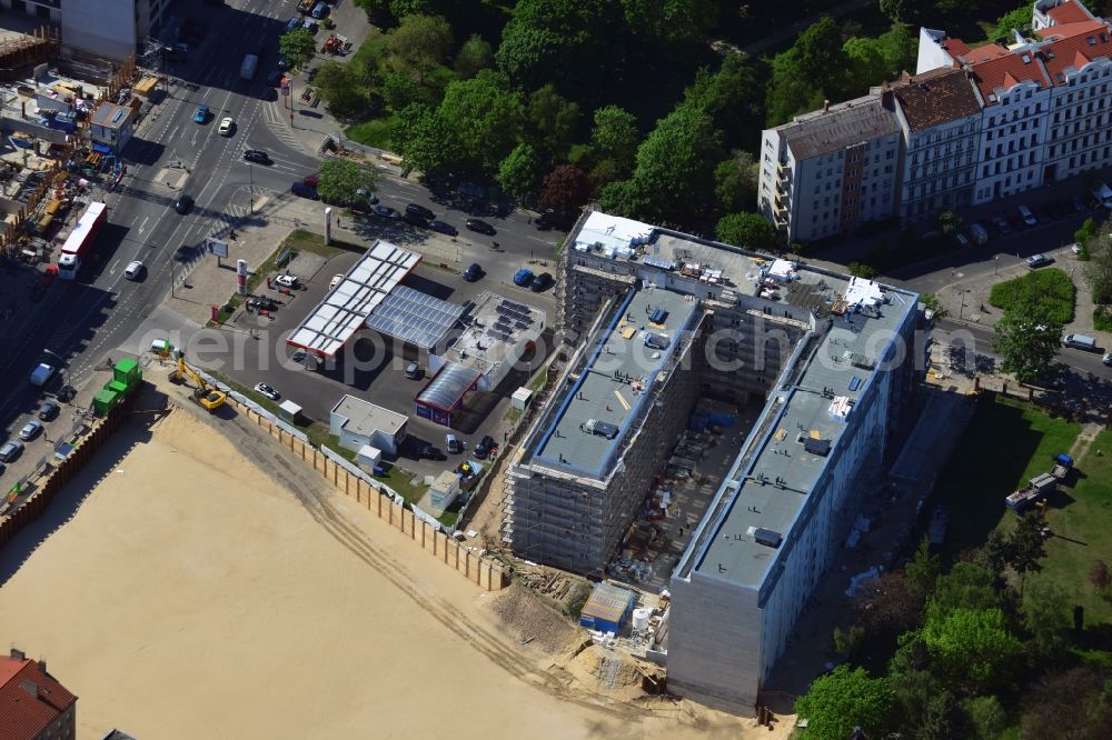 Berlin from above - Construction site for residential new construction in the Liesenstrasse - disability road in Berlin - Mitte