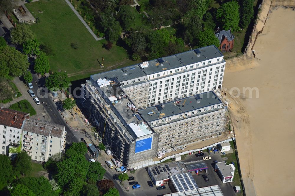 Aerial image Berlin - Construction site for residential new construction in the Liesenstrasse - disability road in Berlin - Mitte