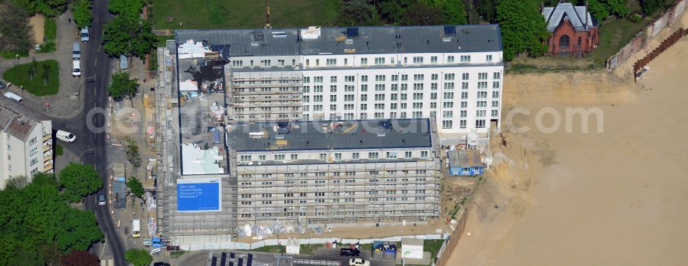 Aerial image Berlin - Construction site for residential new construction in the Liesenstrasse - disability road in Berlin - Mitte