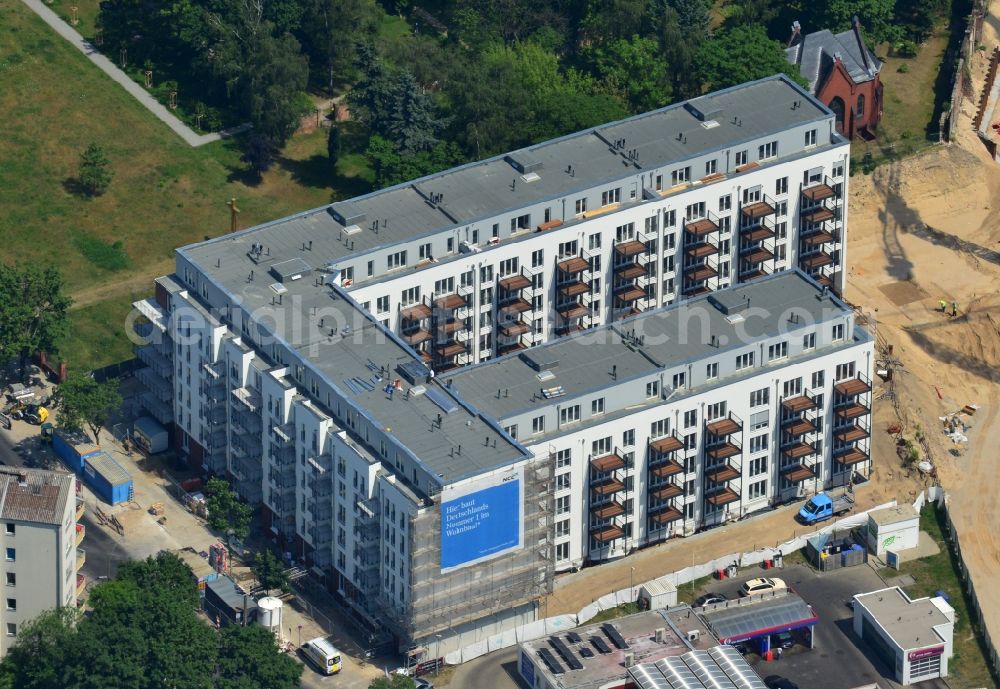 Berlin from above - Construction site for residential new construction in the Liesenstrasse - disability road in Berlin - Mitte