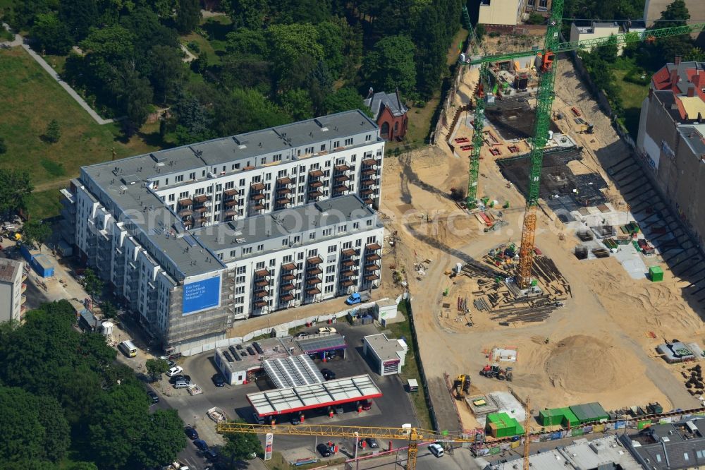 Aerial image Berlin - Construction site for residential new construction in the Liesenstrasse - disability road in Berlin - Mitte